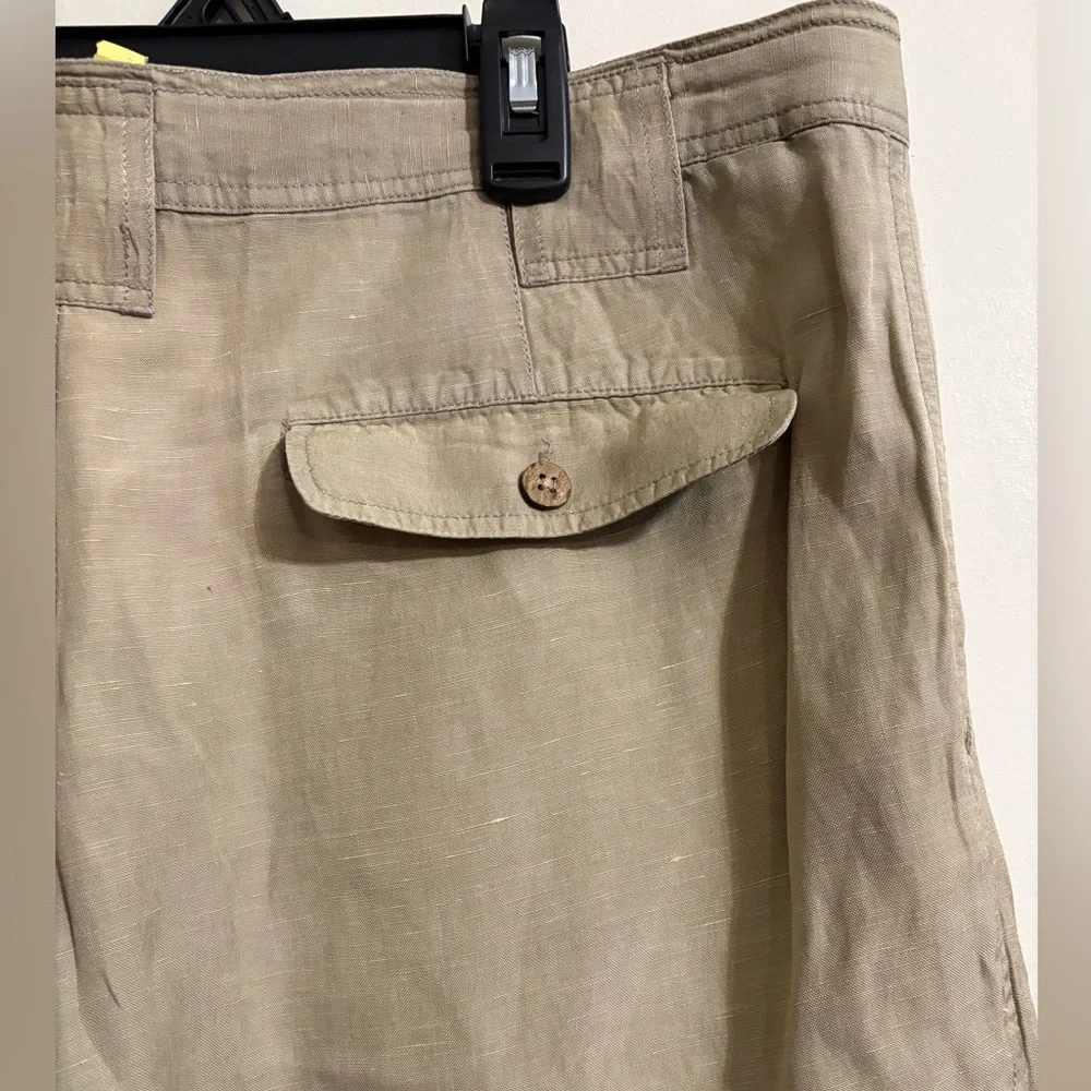 Tommy Bahama men's‎ SZ 38 pleated front khaki shorts silk linen blend 9” inseam